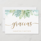 Spanisch, Grün und blaugrüne Wasserfarbe, Dankeskarte (Vorderseite)