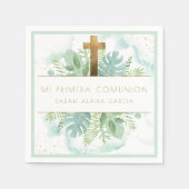 Spanisch, Grüne Junge/Mädchen Erste Kommune Grün Serviette (Vorderseite)