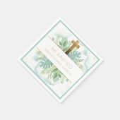 Spanisch, Grünpflanzen Boy/Girl Taufe Blaue Minze Serviette (Ecke)