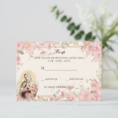 Spanisch Guadalupe Pink Floral Religiös RSVP Karte (Stehend Vorderseite)
