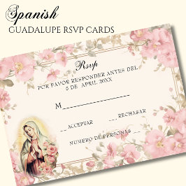 Spanisch Guadalupe Pink Floral Religiös RSVP Karte