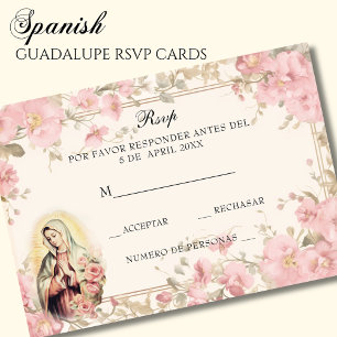 Spanisch Guadalupe Pink Floral Religiös RSVP Karte