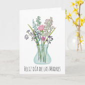 Spanisch Happy Mother's Day Pink Bouquet Karte (Gelbe Blume)