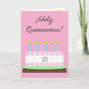 Spanisch Happy Quinceañera: Rosa Karte