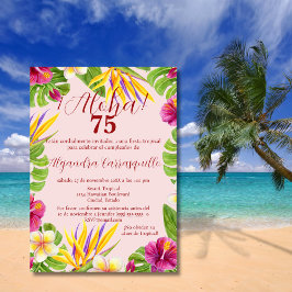 Spanisch Hawaiisch Rosa Aloha Elegant 75. Geburtst Einladung