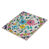 Spanisch Helle Farbige Blumen Pink & Blaue Blumen Fliese (Seite)