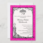 Spanisch Hot Pink Black Elegant 70. Geburtstagspar Einladung (Vorderseite)