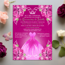 SPANISCH HOT PINK ROSE QUINCEAÑERA |