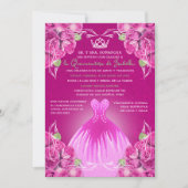 SPANISCH HOT PINK ROSE QUINCEAÑERA | EINLADUNG (Vorderseite)