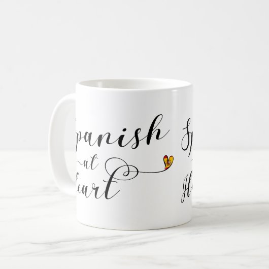Spanisch im Herzen der Tasse, Spanien Kaffeetasse (Vorderseite Links)