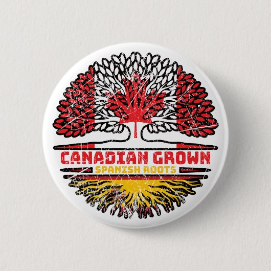 Spanisch Kanadisches Tree-Roots-Flag Button (Vorderseite)