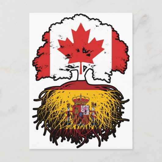 Spanisch Kanadisches Tree-Roots-Flag Postkarte (Vorderseite)