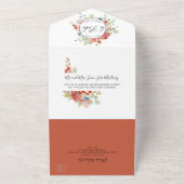 Spanisch, Korallenpfirsiche, cremige Hochzeitsreis All In One Einladung (Außenbereich)