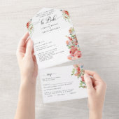 Spanisch, Korallenpfirsiche, cremige Hochzeitsreis All In One Einladung (Abreißen)