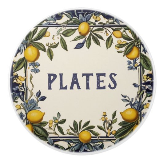 Spanisch Lemon Custom Kitchen Schublade Label Keramikknauf (Vorderseite)