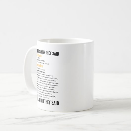 Spanisch lernen Es wird Spaß machen, sagten sie lu Kaffeetasse (Vorderseite Links)