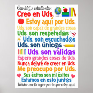 Spanisch Liebe Schüler Klassenzimmer Poster