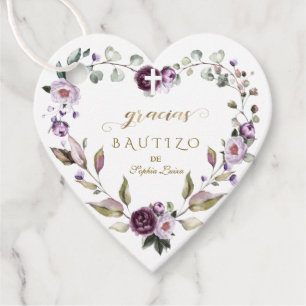 Spanisch Lila Pink Blume Gracias Bautizo Geschenkanhänger