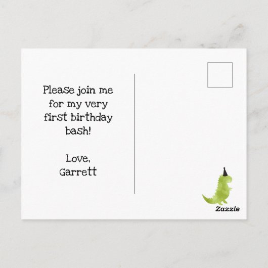 Spanisch Little Dino Dinosaur Thema Boy Stomp Postkarte (Rückseite)