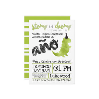 Spanisch Little Dinodinosaurio verde Chico Einladung