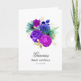Spanisch Mardi Gras Aquarell Floral Quinceañera Dankeskarte