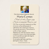 Spanisch-Maria-Katholische Beerdigungskarte - (Rückseite)