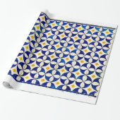 Spanisch marokkanischer Tile Navy Blau Gelb Geschenkpapier (Ungerollt)