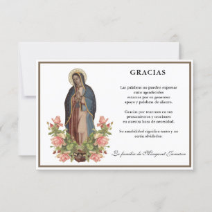 Spanisch Mary Guadalupe Danke, dass Sie Beileid Dankeskarte