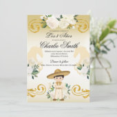 Spanisch Mexikanisch 3 años Gold Charro Einladung (Stehend Vorderseite)