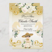 Spanisch Mexikanisch 3 años Gold Charro Einladung (Vorne/Hinten)