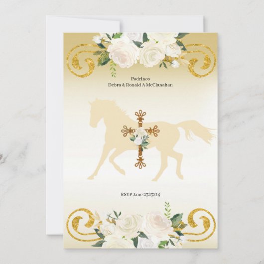 Spanisch mexikanisch Bautizo Gold Einladung (Rückseite)