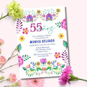 Spanisch-Mexikanische Fiesta-Blumen 55. Geburtstag Einladung