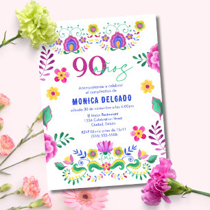 Spanisch-Mexikanische Fiesta-Blumen 90. Geburtstag Einladung