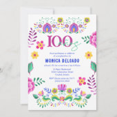 Spanisch Mexikanische Fiesta Floral 100. Geburtsta Einladung (Vorderseite)