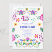Spanisch Mexikanische Fiesta Floral 45. Geburtstag Einladung (Vorderseite)