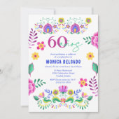 Spanisch Mexikanische Fiesta Floral 60. Geburtstag Einladung (Vorderseite)