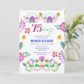 Spanisch Mexikanische Fiesta Floral 75. Geburtstag Einladung (Stehend Vorderseite)