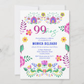 Spanisch Mexikanische Fiesta Floral 99. Geburtstag Einladung (Vorderseite)