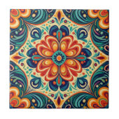 Spanisch mexikanische Moderne Fusion Floral Fliese (Vorderseite)