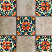 Spanisch mexikanische Moderne Fusion Floral Fliese