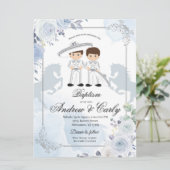 Spanisch mexikanische Silver Twin Charro Taufe Einladung (Stehend Vorderseite)