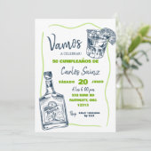 Spanisch Mexikanische Tequila Man Birthday Party Einladung (Stehend Vorderseite)