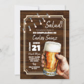 Spanisch Mexikanischer Mann Beer Salud zum Geburts Einladung (Vorderseite)