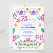 Spanisch Mexikanisches Fiesta Floral 21. Geburtsta Einladung (Vorderseite)