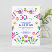 Spanisch Mexikanisches Fiesta Floral 30. Geburtsta Einladung (Stehend Vorderseite)