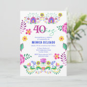 Spanisch Mexikanisches Fiesta Floral 40. Geburtsta Einladung (Stehend Vorderseite)