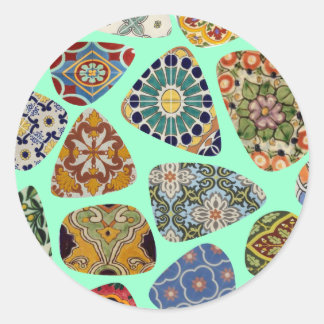 Spanisch-Mexikanisches Fliesenmosaik Runder Aufkleber