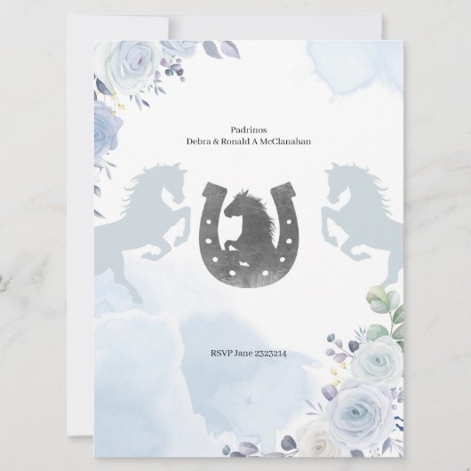 Spanisch mexikanisches Mis Quince Navy Blue Silver Einladung (Rückseite)