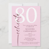 Spanisch Minimalistisch Chic Pink Weiß 80. Geburts Einladung (Vorderseite)