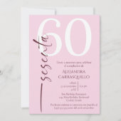 Spanisch Minimalistisch Pink Elegant 60. Geburtsta Einladung (Vorderseite)